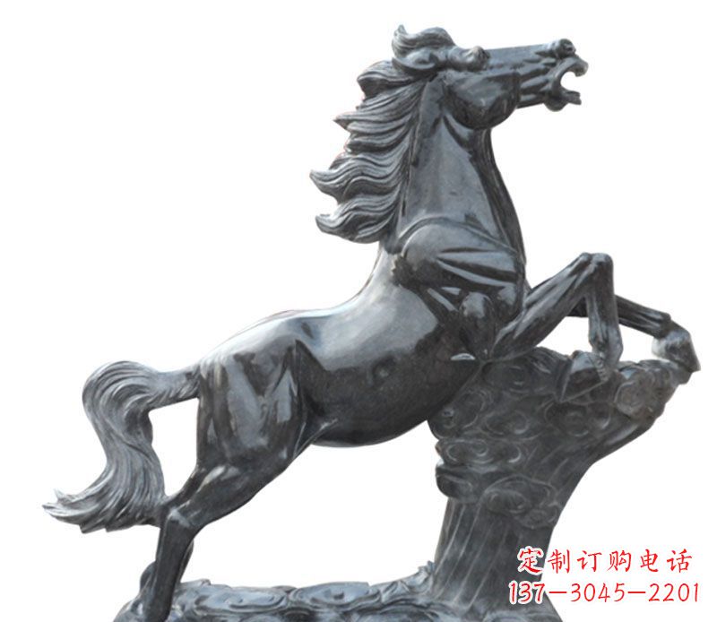 盐城奔跑黑马石雕公园动物摆件
