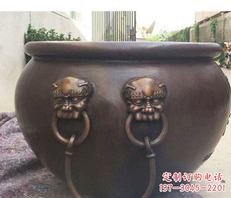 盐城别墅招财水缸铜雕塑摆件