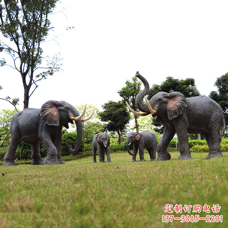 盐城玻璃钢大象雕塑传承古老文化，点缀园林景观