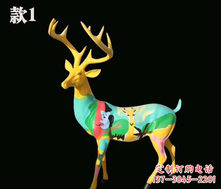盐城玻璃钢仿真梅花鹿雕塑