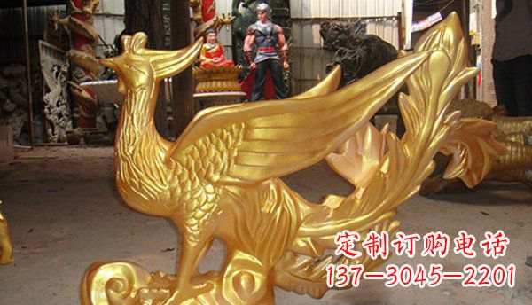 盐城玻璃钢凤凰仿铜动物雕塑传承传统文化