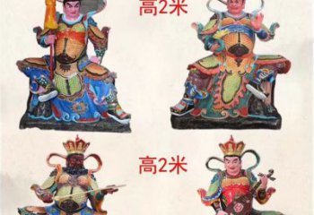 盐城玻璃钢彩绘四大天王雕塑宏伟壮观的艺术珍品