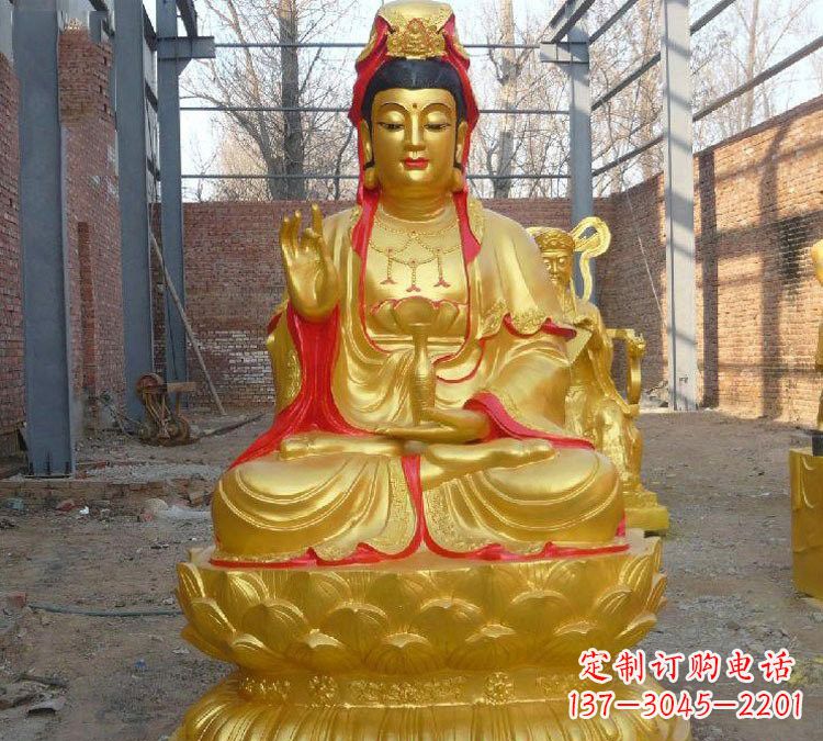 盐城玻璃钢漆金观音菩萨雕塑