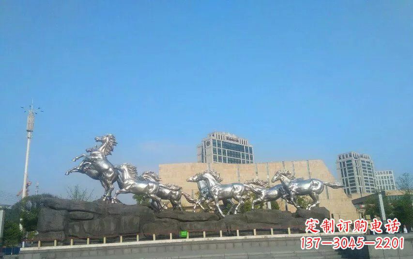 盐城不锈钢八匹马动物雕塑