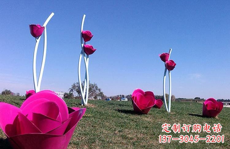 盐城不锈钢彩色玫瑰花雕塑