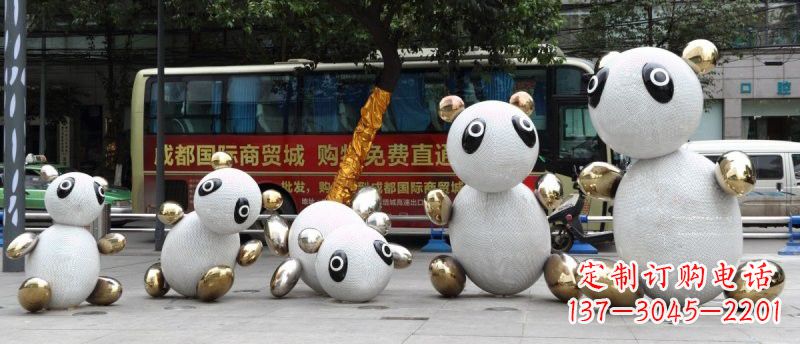 盐城不锈钢熊猫雕塑——传承中国文化精髓