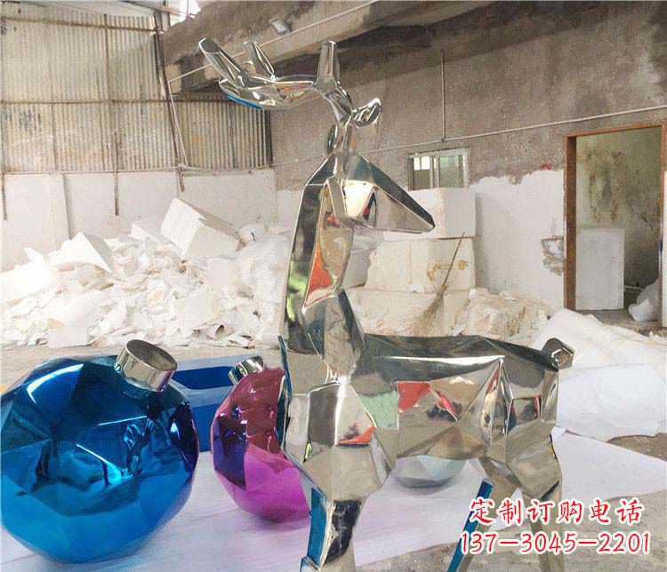 盐城不锈钢梅花鹿雕塑