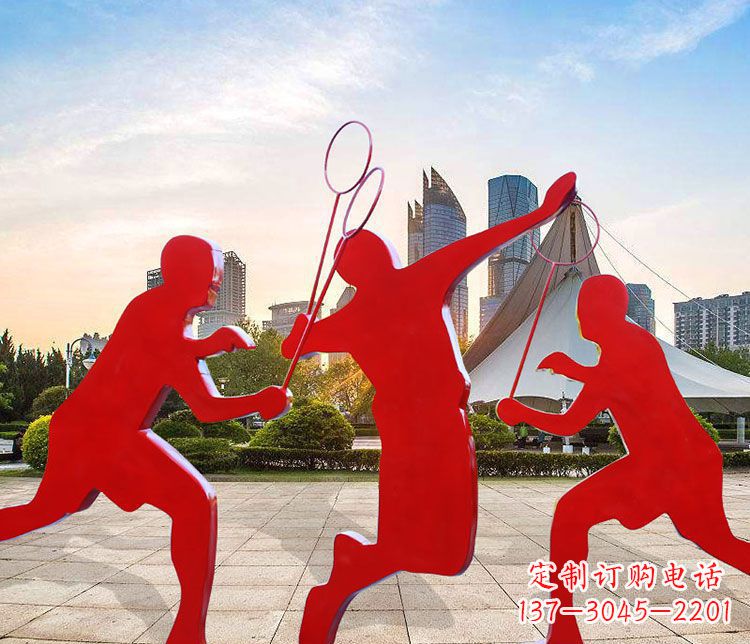 盐城不锈钢抽象剪影打羽毛球人物雕塑