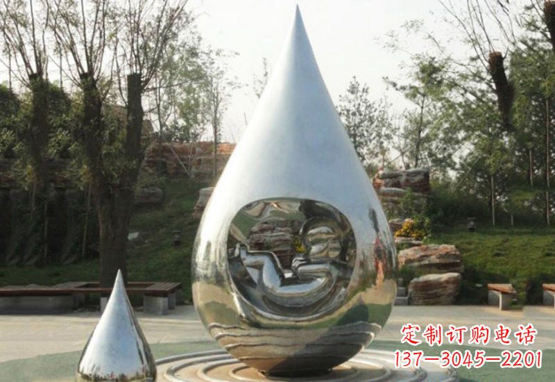 盐城不锈钢抽象生命之源水滴雕塑