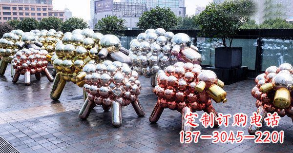 盐城不锈钢抽象小羊肖恩动物广场雕塑