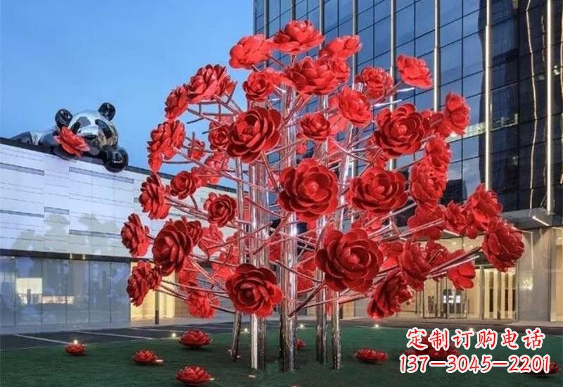 盐城不锈钢公园玫瑰花树雕塑——让玫瑰长驻公园