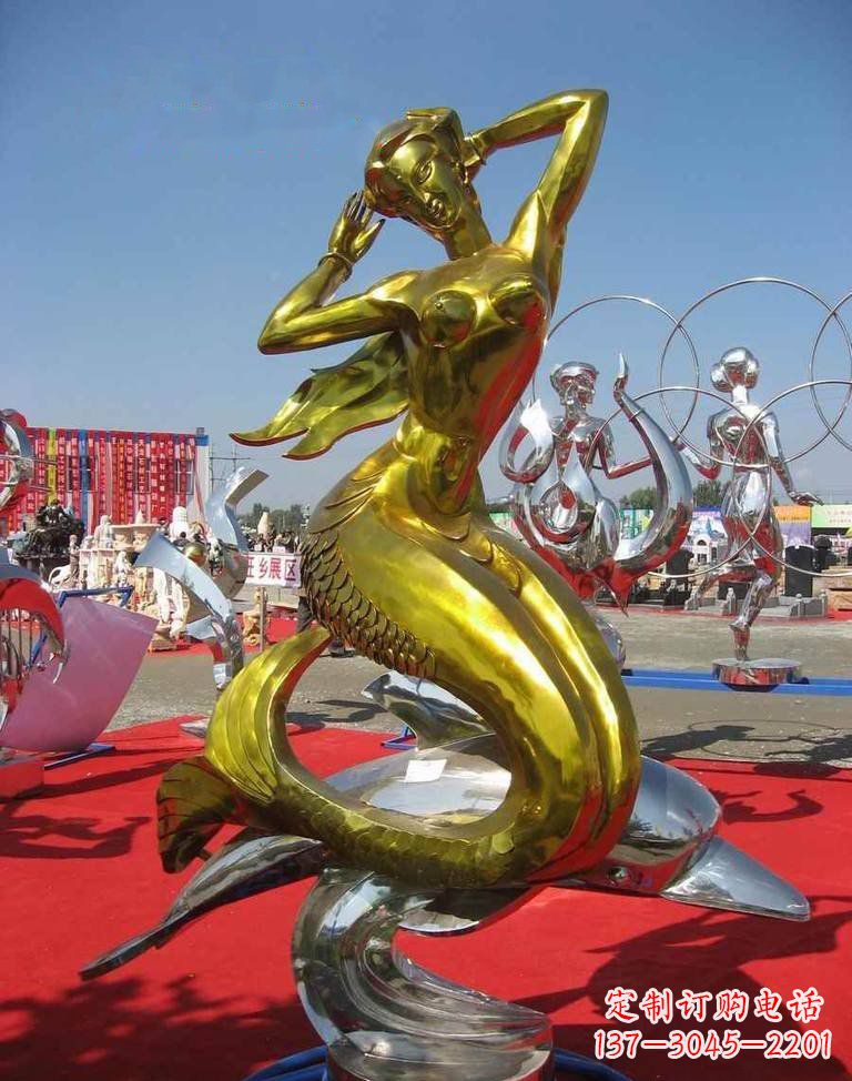盐城不锈钢美人鱼雕塑——美丽的象征