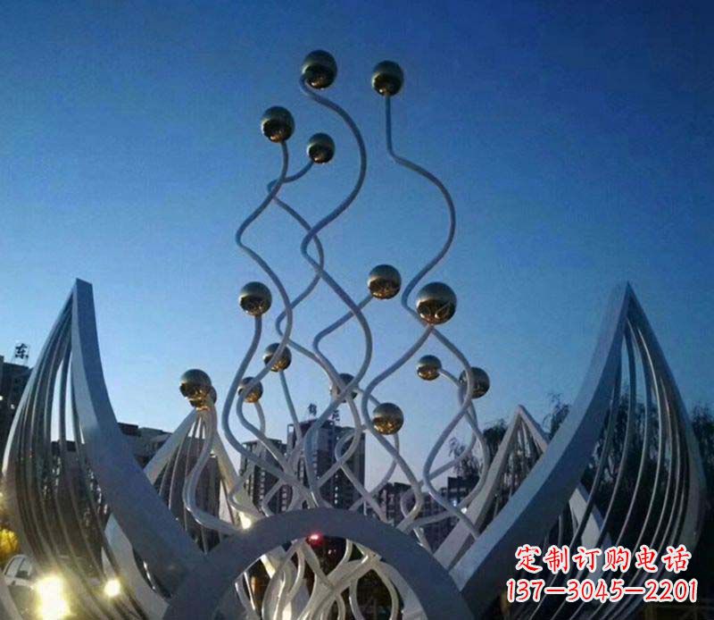 盐城不锈钢荷花雕塑美丽的象征