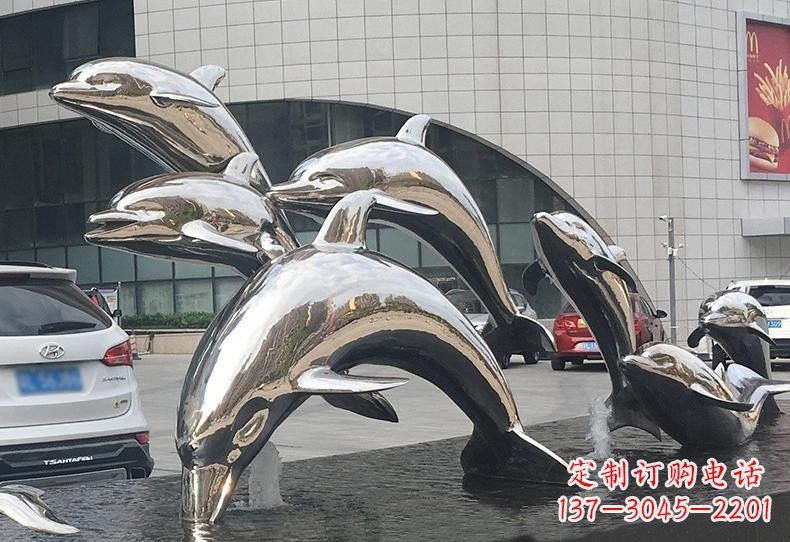 盐城不锈钢海豚雕塑——精美绝伦