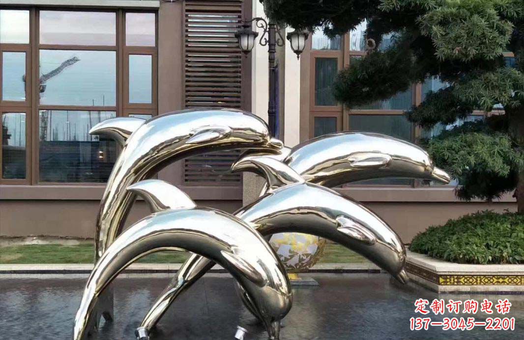 盐城不锈钢海豚跳跃雕塑精美绝伦