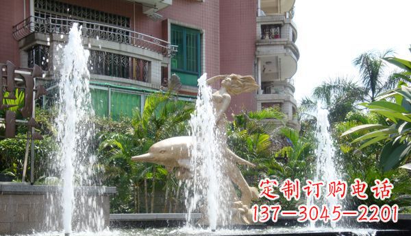 盐城不锈钢海豚喷泉雕塑精美的海洋艺术