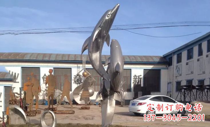 盐城不锈钢海豚嬉戏雕塑精美的艺术视觉