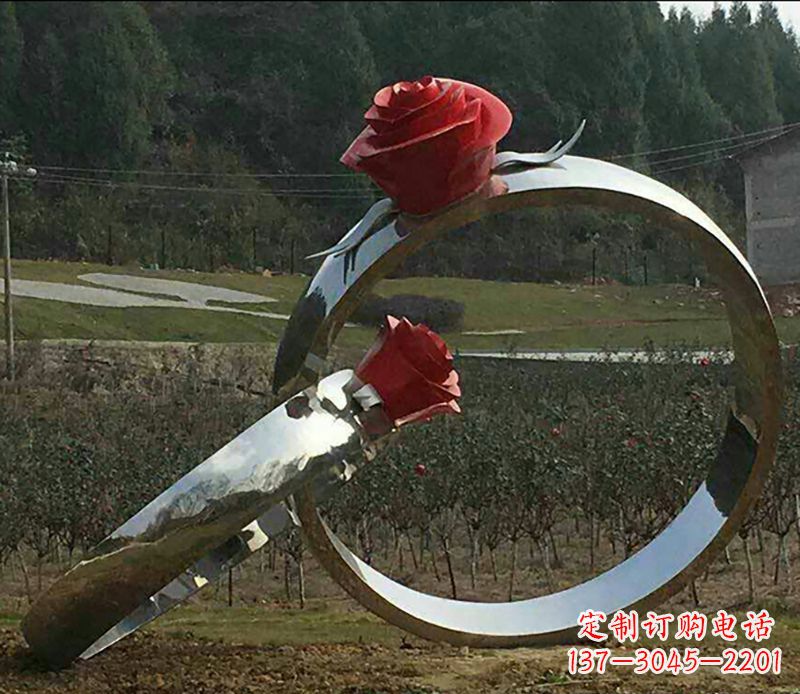 盐城不锈钢玫瑰雕塑精美的艺术珍品