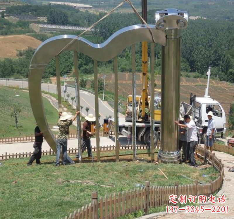 盐城音乐美学不锈钢竖琴雕塑