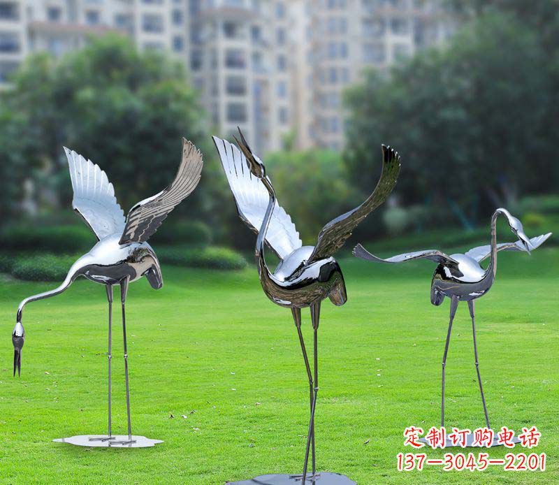 盐城不锈钢仙鹤雕塑展现传统文化风采