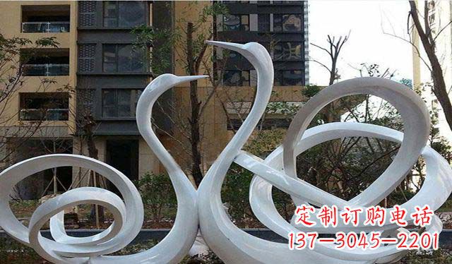 盐城不锈钢小区美丽的天鹅雕塑