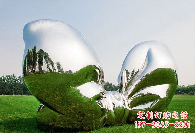 盐城艺术之美——不锈钢园林大型蝴蝶结雕塑