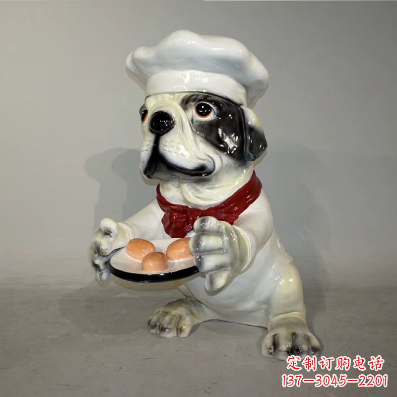 盐城玻璃钢仿陶瓷狗雕塑——以斗牛犬为原型