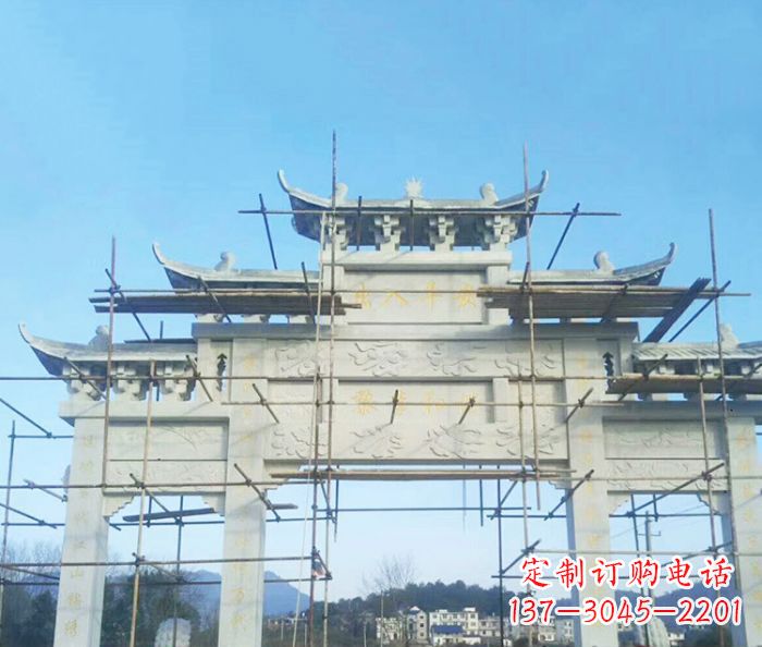 盐城大理石三门牌坊雕塑