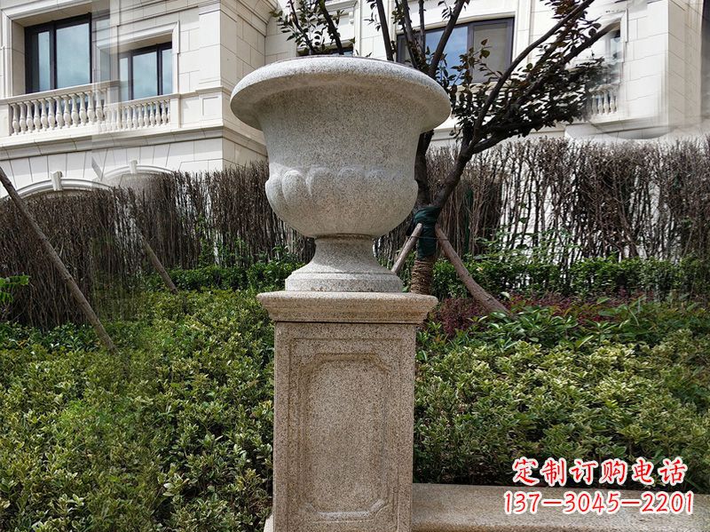 盐城大理石花钵小区花盆石雕艺术品