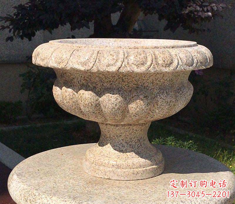 盐城大理石花钵公园花盆石雕