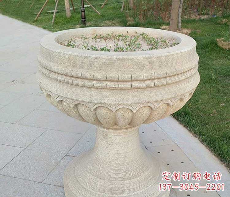 盐城大理石花盆石雕