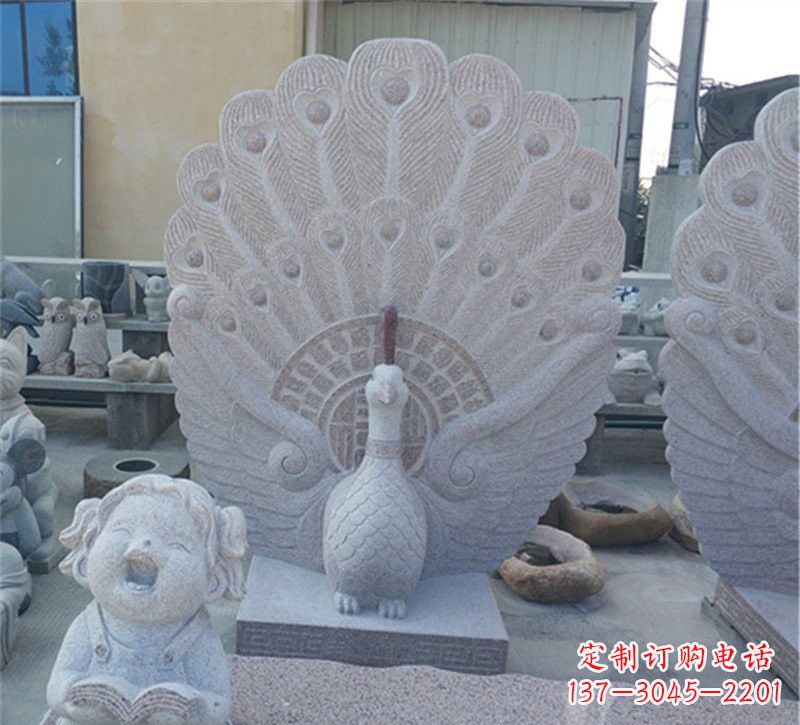 盐城大理石孔雀开屏石雕