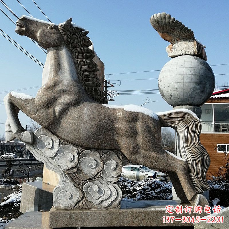 盐城大理石马踏祥云雕塑