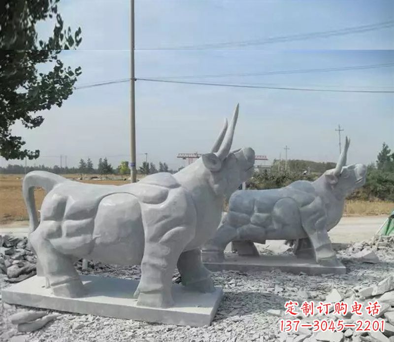 盐城大理石多角度牛雕塑