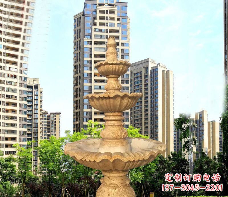 盐城大理石三层喷泉公园石雕 (2)