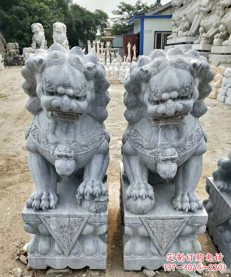 盐城传统工艺精雕大理石狮子石雕塑