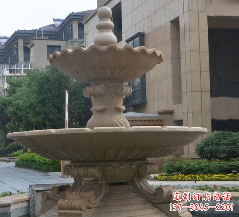盐城简约双层大理石喷泉雕塑