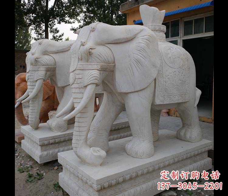 盐城大理石大象雕塑,招财进宝