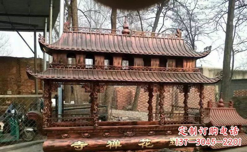 盐城方形寺庙香炉铜雕