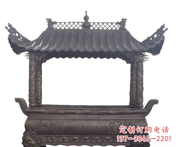 盐城方形香炉寺庙铜雕_2