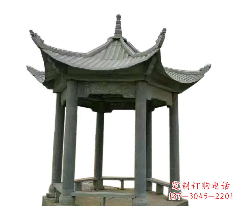 盐城仿古六角凉亭石雕 (2)
