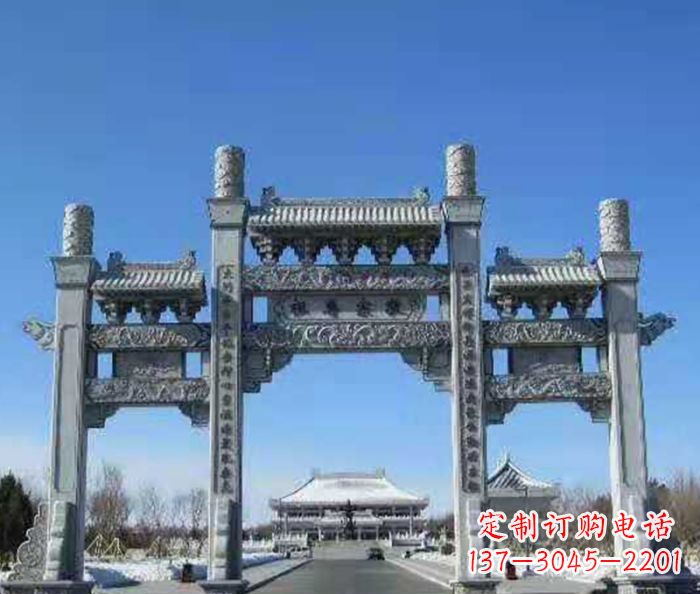 盐城领雕仿古三门石牌坊