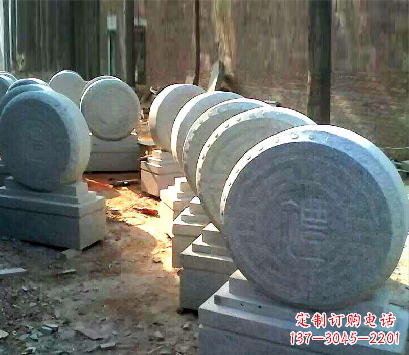 盐城仿古石门墩招财抱鼓石石雕 (2)