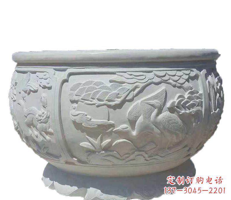 盐城精美仿古鱼缸石雕花盆雕塑