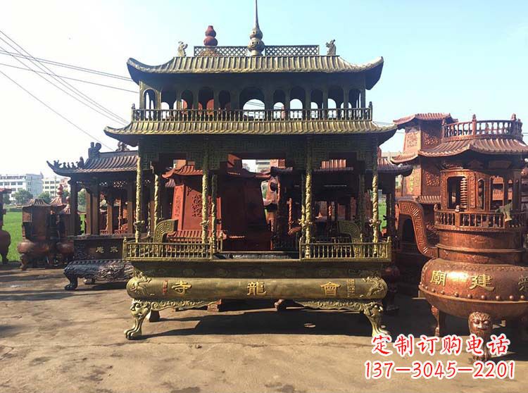 盐城高浮雕螭龙纹铜香炉