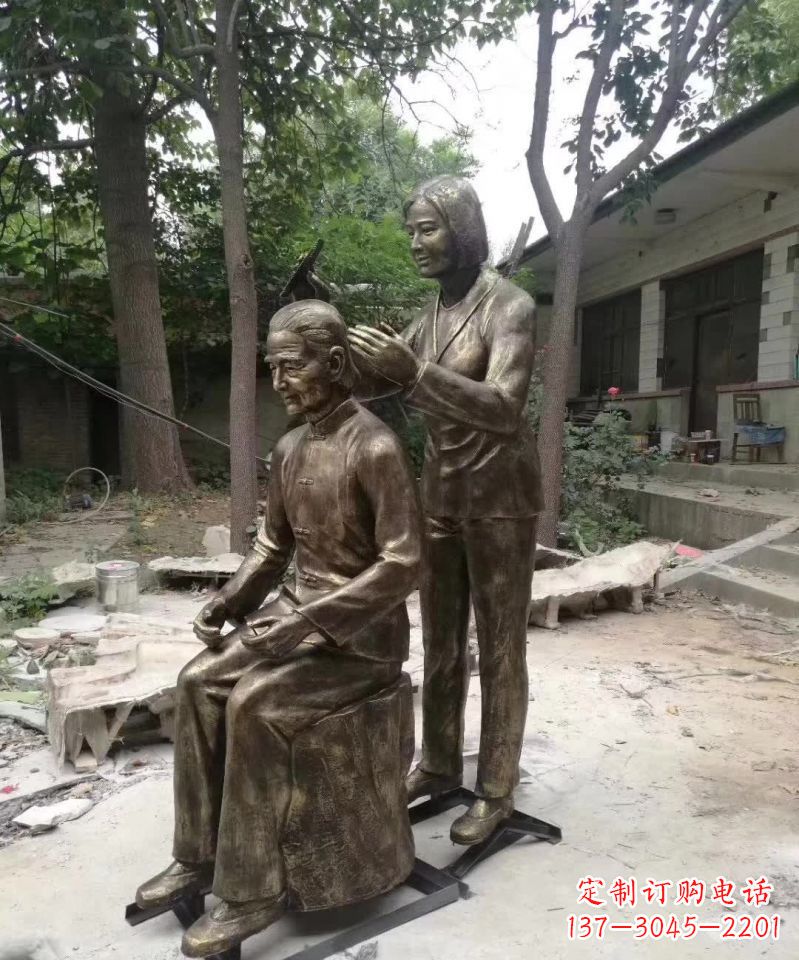 盐城产品名称纪念母亲的梳头人物铜雕