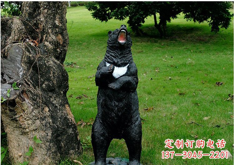 盐城公园风情玻璃钢仿真黑熊雕塑