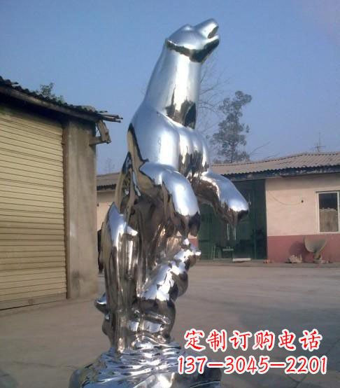 盐城公园不锈钢抽象北极熊动物雕塑