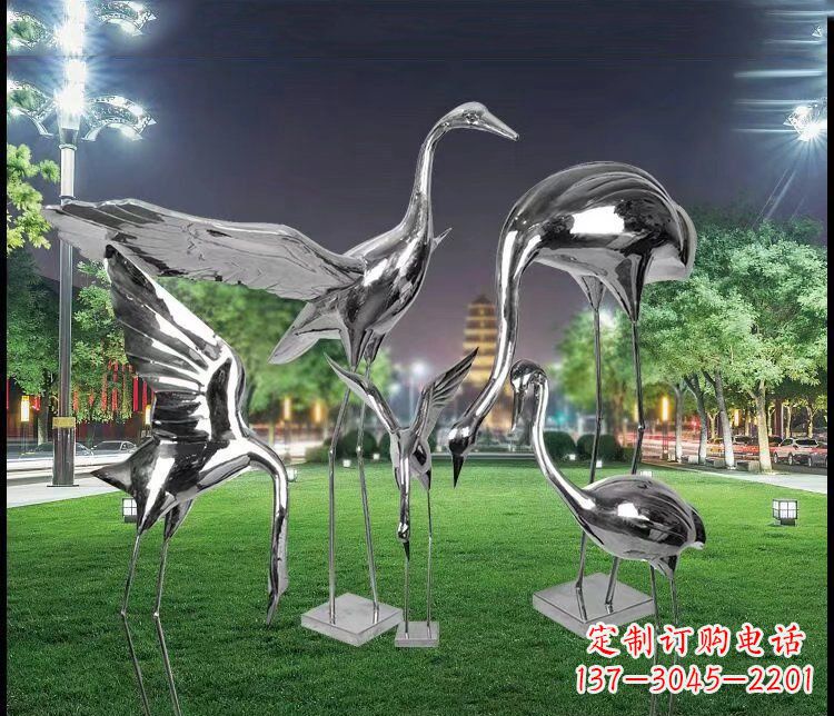 盐城大型不锈钢仙鹤雕塑