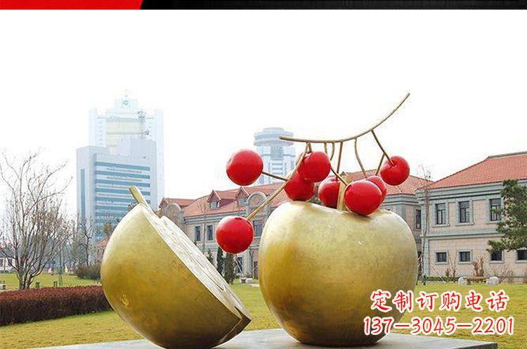 盐城公园不锈钢苹果樱桃雕塑
